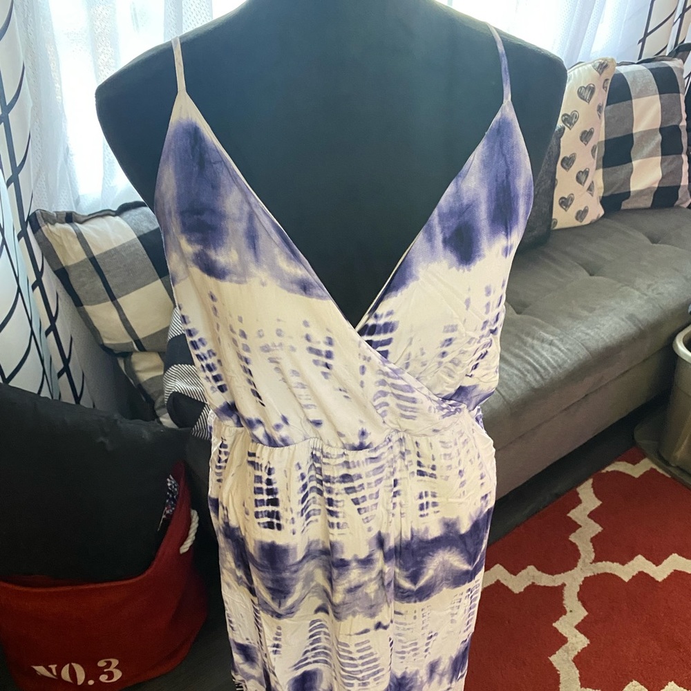 White and blue Maxi dress